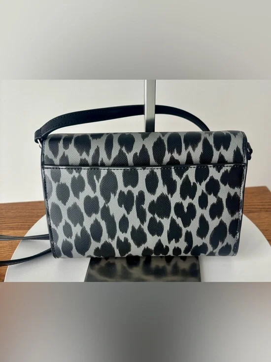 KATE SPADE Black and Gray Leopard-Print Crossbody Bag: detachable strap - Picture 4 of 8